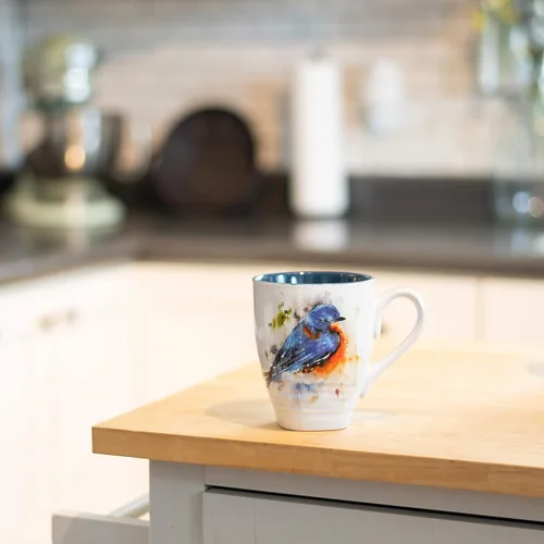 Miniatura 6 de Dean Crouser colección de taza de porcelana con diseño de acuarelas, bluebird
