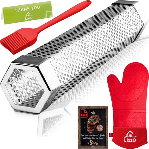 LIZZQ Tubo ahumador de pellets premium, 30,5 cm, 5 horas de humo intenso, para cualquier parrilla o ahumador, ahumado en frío o caliente, acero
