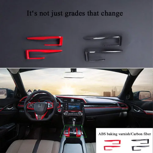 Miniatura 6 de XITER Panel de engranajes de fibra de carbono y plástico ABS, decoración de caja de cambios, accesorios para Honda 10th Civic 2016 2017 2018 2019