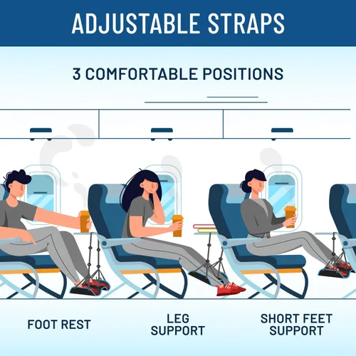 Miniatura 3 de Everlasting Comfort Funda de asiento tipo hamaca para avión - Reposapiés de espuma viscoelástica para viajes en avión - Reposapiés portátil