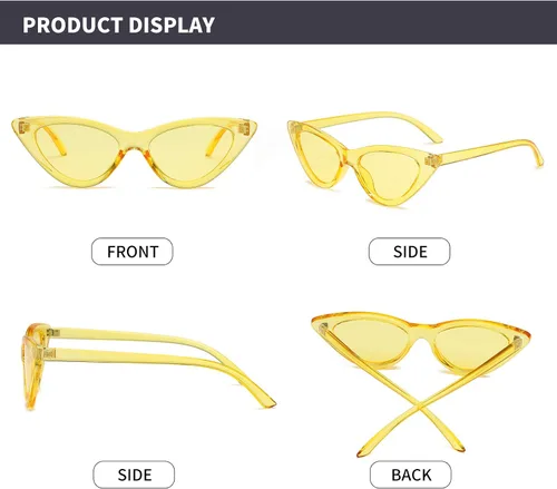 Miniatura 3 de Lentes de sol retro para mujer, con marco de plástico y diseño con estilo ojo de gato YOSHYA