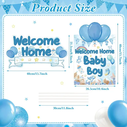Miniatura 4 de 2 carteles decorativos de bienvenida a casa para bebé, niño, bohemio, arcoíris, bienvenida, hogar, patio, con estacas "It's a boy", letrero