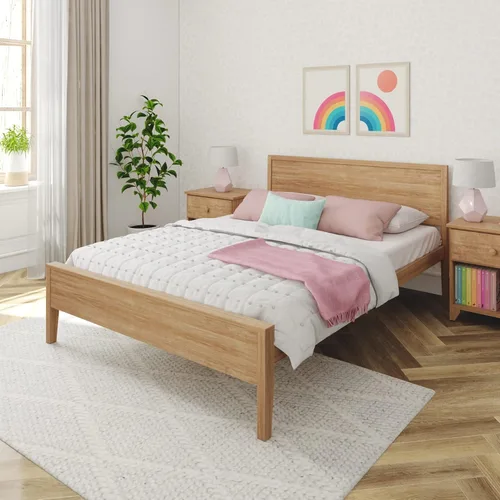 Miniatura 14 de Max & Lily Cama Full, Marco de Cama Full de Madera Maciza con Cabecera de Panel, Cama Full para Niños con Soporte de Listones de Madera, No Necesita