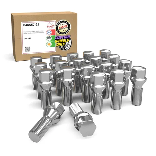 Wheel Accessories Parts Juego de 20 pernos de orejeta de rosca M14 x 1.25 tornillos de asiento de bellota acabado cromado 1.102 in longitud del