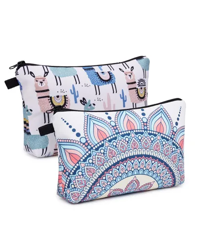 Miniatura 13 de WANDF Bolsa de cosméticos para mujer, bolsa de maquillaje, mini bolsa de maquillaje para bolso, resistente al agua, regalo para niñas (M-azul)