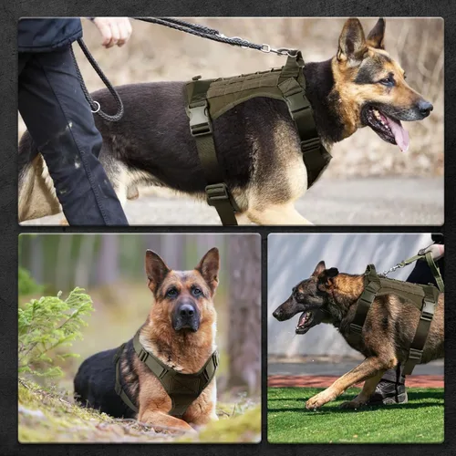 Miniatura 7 de Arnés táctico para perros grandes, ajustable sin tirones, chaleco para perro de servicio adecuado para entrenamiento, caminar y viajar, arnés