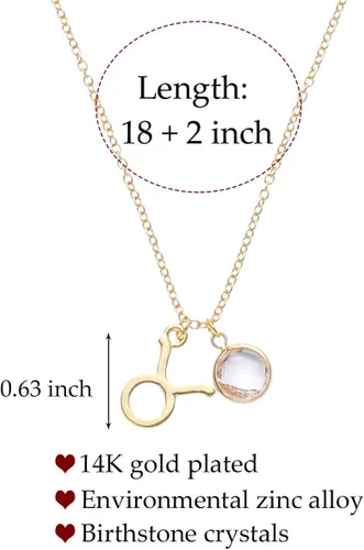Miniatura 2 de TGOLM 14k Gold Plated Zodiac Birthstone Pendant Necklace, Horoscope Sign Charm Necklace for Women Girls' Birthday Gift