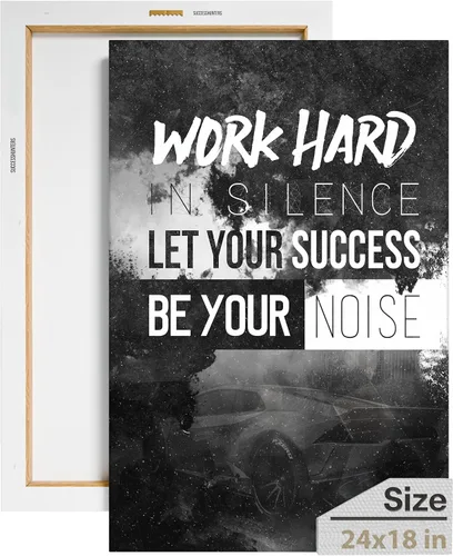 Miniatura 51 de Lienzo decorativo motivacional para pared con texto en inglés "Road To Successful" (Camino al éxito), diseño motivacional para la oficina, con texto