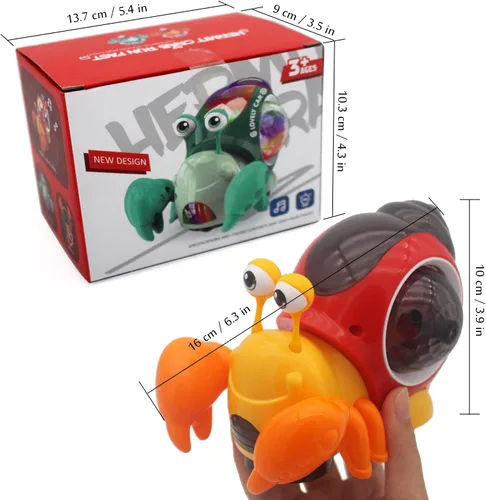 Miniatura 6 de Tipmant Juguete de Cangrejo Eléctrico para Bebés y Niños Pequeños, Lindo Vehículo Animal Electrónico, Juego de Coche, Reproduce Música, Luz Luminosa