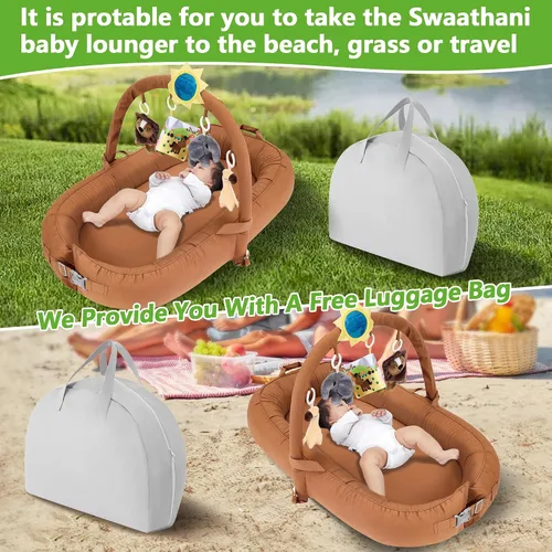 Miniatura 4 de Tumbona portátil para bebé, para viajes, transpirable y cómoda, 100% algodón, nido de bebé de 0 a 24 meses, lavable a máquina, tumbona para recién