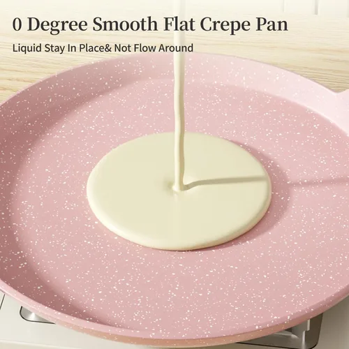 Miniatura 4 de Innerwell Sartén antiadherente para crepas de 11 pulgadas, sartén plana con revestimiento de granito, sartén para tortilla Dosa Tawa, sartén