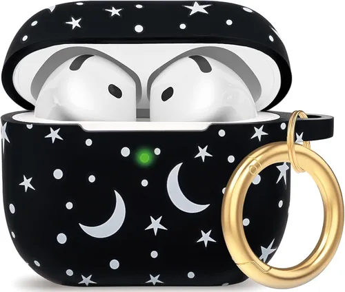 Miniatura 24 de Funda de silicona con flores compatible con AirPods Pro 2019, Gawnock - Funda suave y flexible para imprimir para mujeres y niñas con llavero - Flor