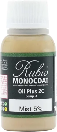 Rubio Monocoat Muestra de Tinte y Acabado para Madera - Niebla 5% | Aceite Plus Parte A | Aceite de linaza para madera de secado rápido y ecológico