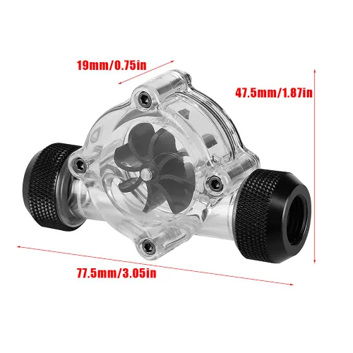 Miniatura 2 de Indicador de flujo de agua Tiiyee, 8 impulsores PC enfriamiento G1/4 medidor roscado Water Cooling Flow Meter Indicatorr for Pc Cooling System