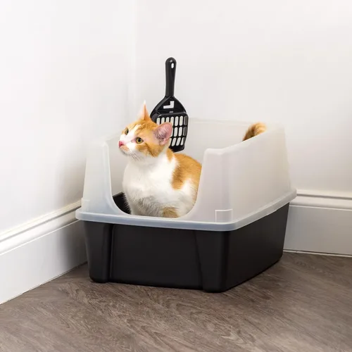 Miniatura 7 de IRIS USA Caja de Arena Grande para Gatos con Escudo Contra Dispersión y Pala, Bandeja de Arena para Gatos de Lados Altos con Parte Superior Abierta