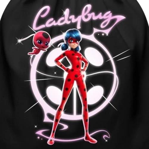 Miniatura 2 de Spreadshirt Miraculous Merchandise Mariquita con bolsa de cordón de algodón con licencia Tikki, Negro, talla única , Cordón