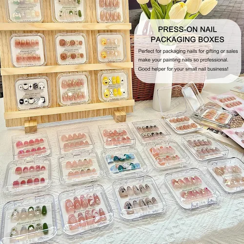 Miniatura 7 de 12 cajas de almacenamiento de uñas postizas con 60 piezas de cinta adhesiva de doble cara, caja de exhibición de uñas acrílicas, caja organizadora