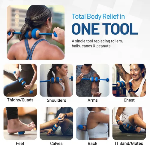 Miniatura 3 de MOBO - Rodillo muscular 7 en 1 – Rodillo de masaje de cuerpo completo para liberación miofascial, terapia de punto de activación, recuperación