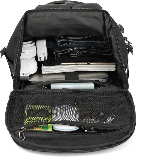 Miniatura 9 de Kalesi Bolsa de lona para gimnasio, 4 vías, impermeable, con compartimento para zapatos, para viajes, deporte, senderismo, laptop, Negro, X-Grande