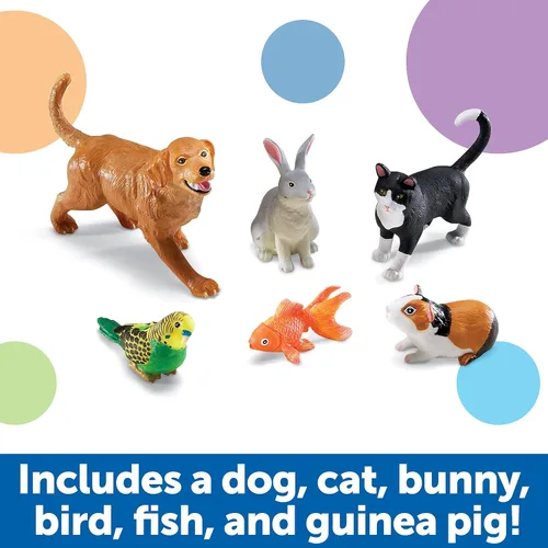 Miniatura 3 de Learning Resources Figuras de animales domésticos Jumbo - 6 piezas, juguetes de mascotas preescolar para edades de 2 años en adelante, juguetes