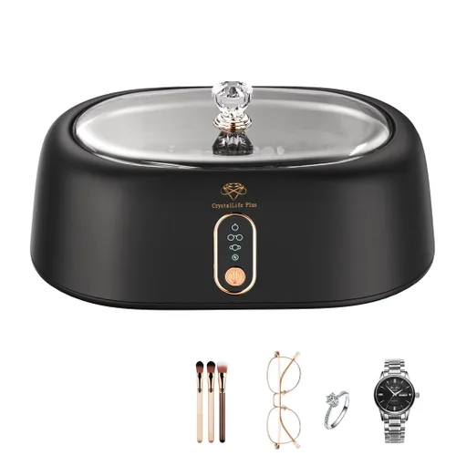 CrystalLifePlus - Limpiador ultrasónico de joyería de 45 KHz para anillos, anteojos, relojes, diamante, dentadura, Invisalign, máquina limpiadora de