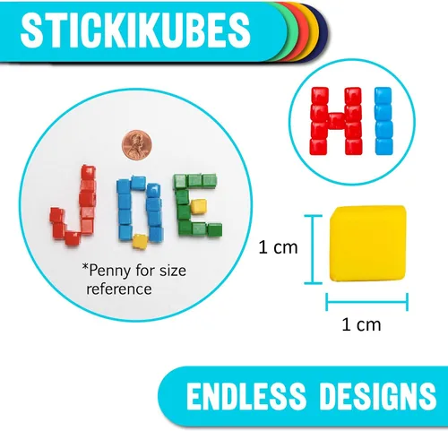 Miniatura 2 de KOMARC GAMES StickiKubes, Mini cubos apilables que se adhieren a cualquier cosa, bloques adhesivos no tóxicos seguros para niños, juguete