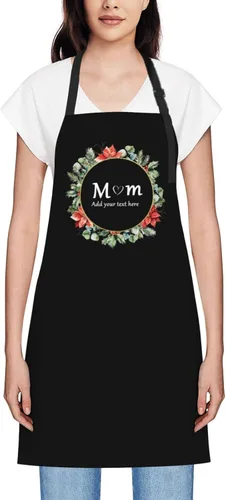 Miniatura 63 de Delantales personalizados para mujer, diseño de delantal de chef ajustable con nombre, textos, fotos, flores, regalos para el día de la madre