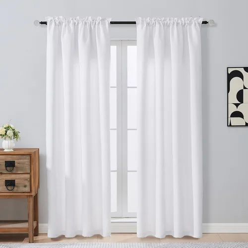 Miniatura 69 de OVZME Cortinas opacas turquesa para tratamiento de ventanas pequeñas, cortinas cortas con bloqueo de luz para ventana de cocina sobre el fregadero