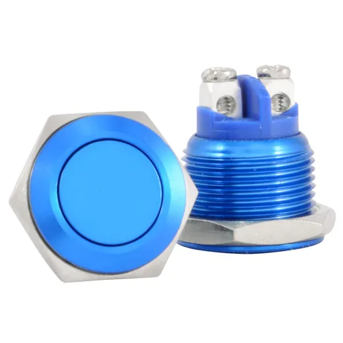 Miniatura 5 de JacobsParts Interruptor de arranque momentáneo pulsador circular de metal plateado para orificio de corte de panel de 1/2" (12mm) de diámetro