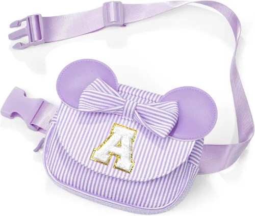 Regalos de cumpleaños para niñas Riñonera con inicial, regalos para niñas pequeñas, regalo personalizado para hija, Púrpura, A