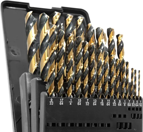 Miniatura 2 de WEN DB292G Juego de brocas Jobber HSS de oro negro de 29 piezas con estuche de transporte