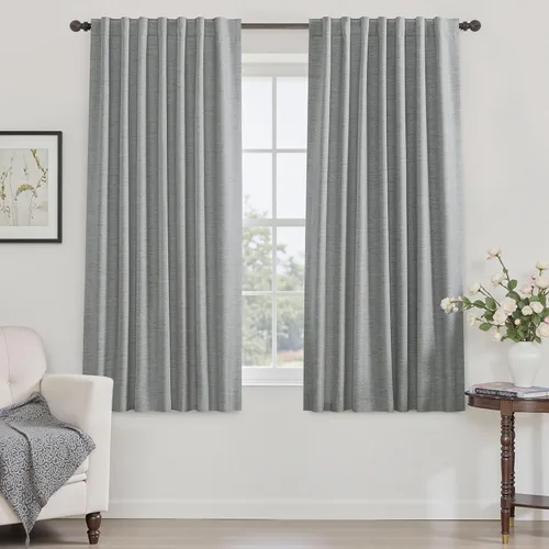 Miniatura 9 de UHITECH Cortinas opacas de 35 pulgadas de largo para sala de estar, 2 paneles, cortina opaca corta para cocina para ventanas pequeñas, cortinas