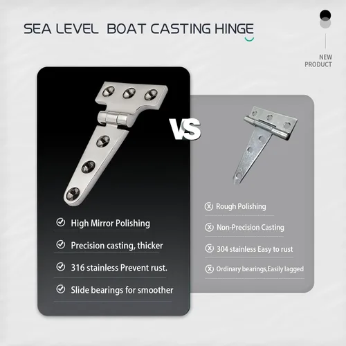 Miniatura 4 de Bisagras en T de Acero Inoxidable 316 de Grado Marino de 4 Pulgadas x 2 Pulgadas Bisagra Pesada para Escotilla de Barco (100 mm x 54 mm) Paquete