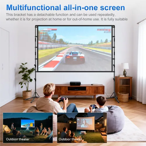 Miniatura 4 de Pantalla de proyector y soporte, GAINVANE pantalla de proyector portátil de 120 pulgadas para interiores y exteriores, pantalla de proyección 16:9