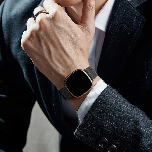 Miniatura 6 de Compatible con Correas Fitbit Sense Versa 4 Sense 2 y Versa 3 para Hombres Mujeres, Correa de Reemplazo de Malla Metálica Transpirable de Acero