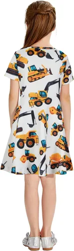 Miniatura 5 de ALISISTER Vestido de verano de manga corta para niñas pequeñas