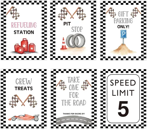Miniatura 15 de Speed Limit 1 - Decoración de Cumpleaños de Coche de Carreras, Decoraciones de Fiesta de Primer Cumpleaños 6PCS Letreros de Pared para Bebé de 1 Año