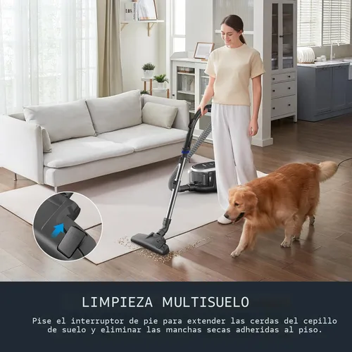 Miniatura 6 de Eureka Aspiradora sin bolsa con recipiente, aspiradora ligera para alfombras y suelos duros, color plateado con negro, NEN180 Plata con negro
