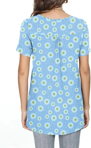Miniatura 3 de POPYOUNG Women's Summer Tops Short Sleeve Tunic Loose Fitting Henley Shirts Button Down Blouses
