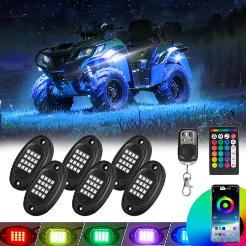 Miniatura 14 de 8 vainas RGB LED Rock Lights para Jeeps, camiones, carrito de golf, ATV, UTV RZR, SUV, todoterreno, kit impermeable multicolor con aplicación, modo