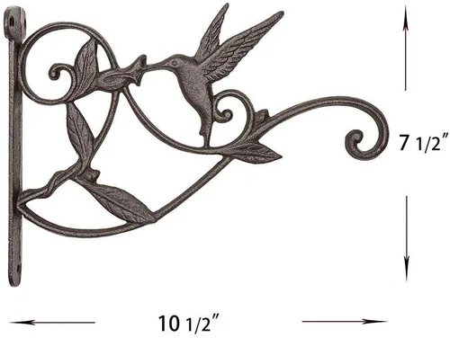 Miniatura 7 de Soportes para colgar plantas en la pared, de hierro fundido, de metal, para plantas forjadas, ganchos decorativos para colibrí, para interiores