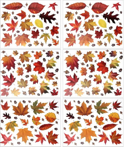 Miniatura 2 de CCINEE 216 calcomanías de arce para ventana, 6 hojas de otoño, hojas de roble y bellotas surtidas, calcomanías para ventana de otoño, Acción de 216