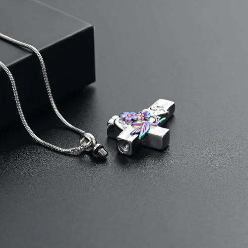 Miniatura 5 de Cross Hummingbird Urn Necklace for Ashes Flower Ashes Pendant Memorial Necklace Cremation Jewelry Ashes Keepsakes Necklace Gift for Loss of Loved