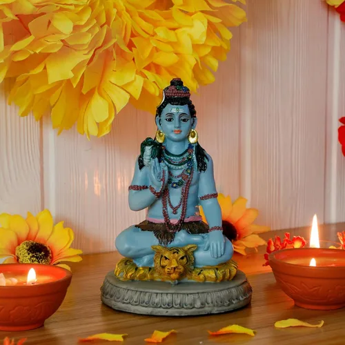 Miniatura 4 de alikiki Estatua hindú de Dios Señor Shiva – 5.7 pulgadas de alto, ídolo Shiva Murti Pooja, artículo Puja Diwali regalos para boda india, baby