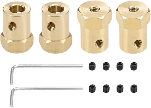 Miniatura 6 de uxcell Acoplador hexagonal de 0.118 in con motor de orificio hexagonal de latón conector de acoplamiento para ruedas de automóvil, neumáticos, motor