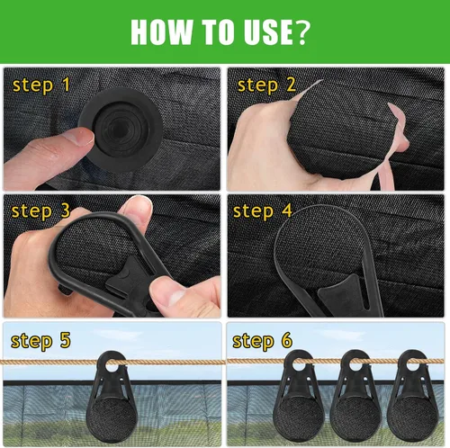 Miniatura 4 de Clips de sombra resistentes, 20 piezas con bolsa de almacenamiento, clips para sombra solar y abrazaderas para redes antipájaros, accesorios de red