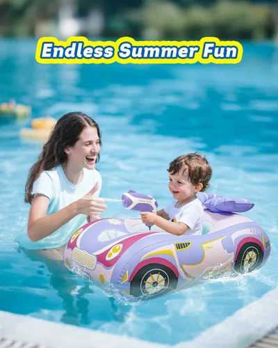 Miniatura 5 de Automatic Water Gun with Toddler Pool Float, Inflatable Car Baby Swimming Float, Pool Toys for Girls Boys Kids Morado