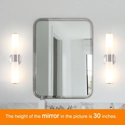 Miniatura 2 de Juego de 2 apliques de pared de níquel cepillado (solo cableado), lámparas de tocador de baño, modernas luces de pared cilíndricas de vidrio