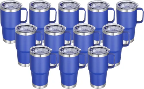 Miniatura 8 de Vaso térmico de acero inoxidable de 20 oz con asa, envase a granel, vasos termales metálicos aislados, taza de café de viaje con asa, vaso de doble
