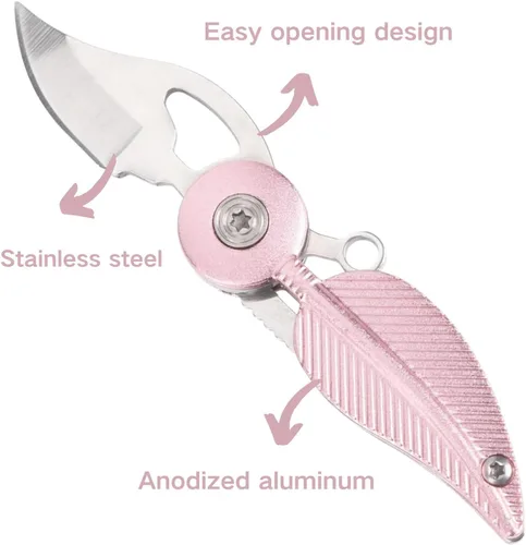 Miniatura 3 de Cuchillo de bolsillo para mujer, color rosa, cadena, mini, bonito accesorio para llaves Rosado